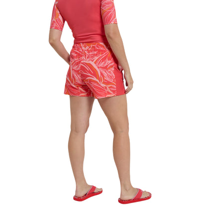 Pink - Back - Animal Womens-Ladies Freya Printed Panelled Boardshorts