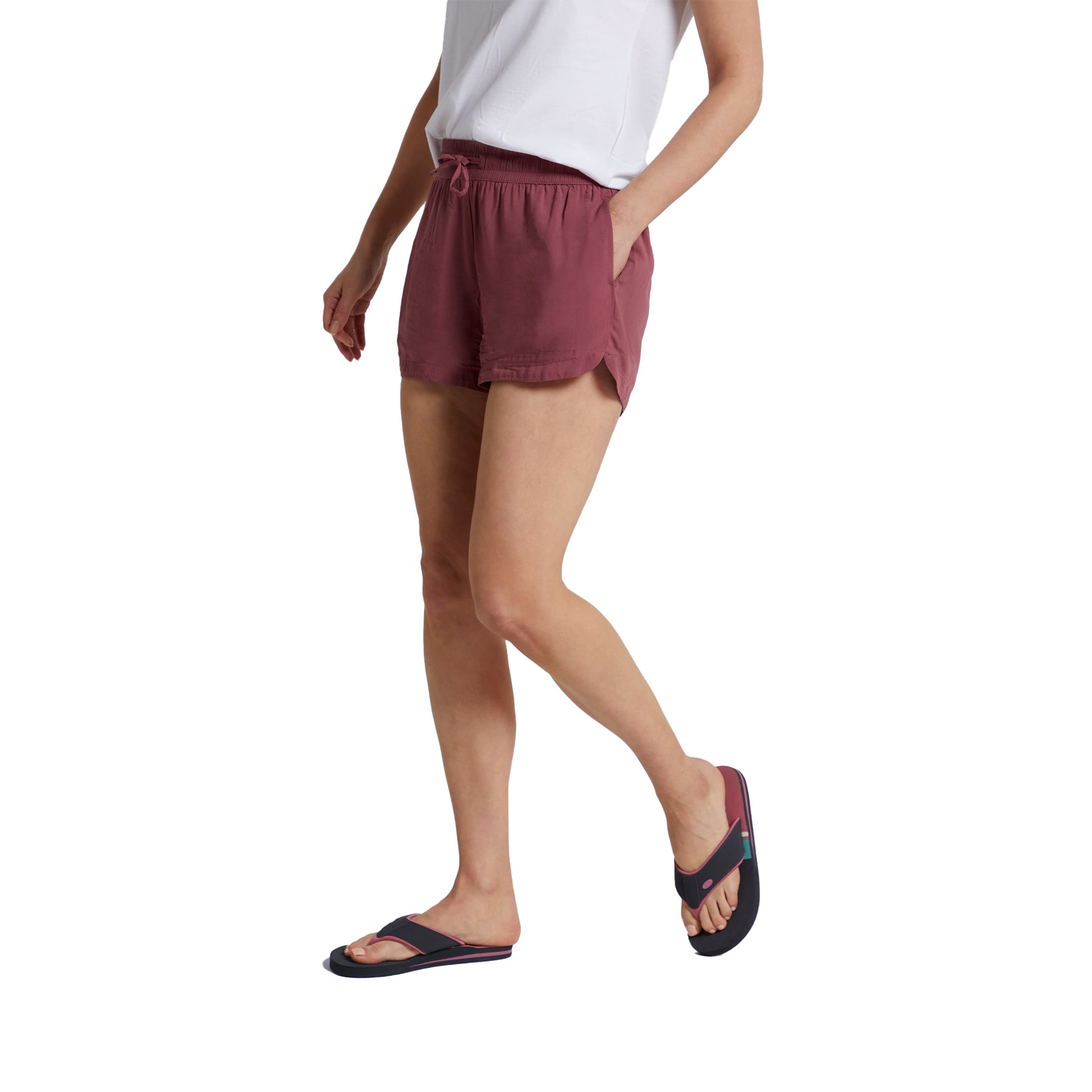 Burgundy - Side - Animal Womens-Ladies Sand Dune Recycled Shorts