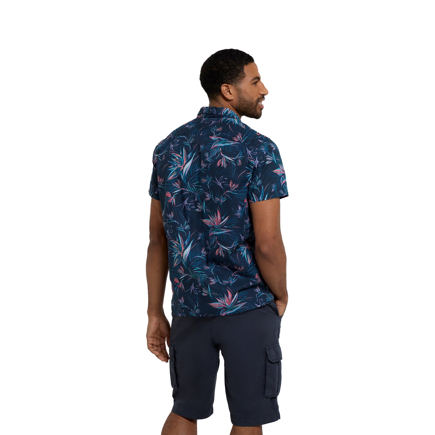 Pink - Back - Animal Mens Will Floral Organic Cotton Shirt