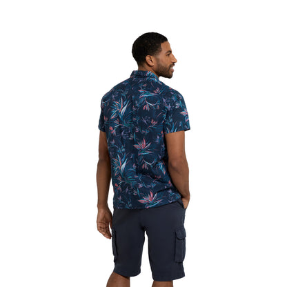 Pink - Back - Animal Mens Will Floral Organic Cotton Shirt