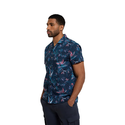 Pink - Side - Animal Mens Will Floral Organic Cotton Shirt