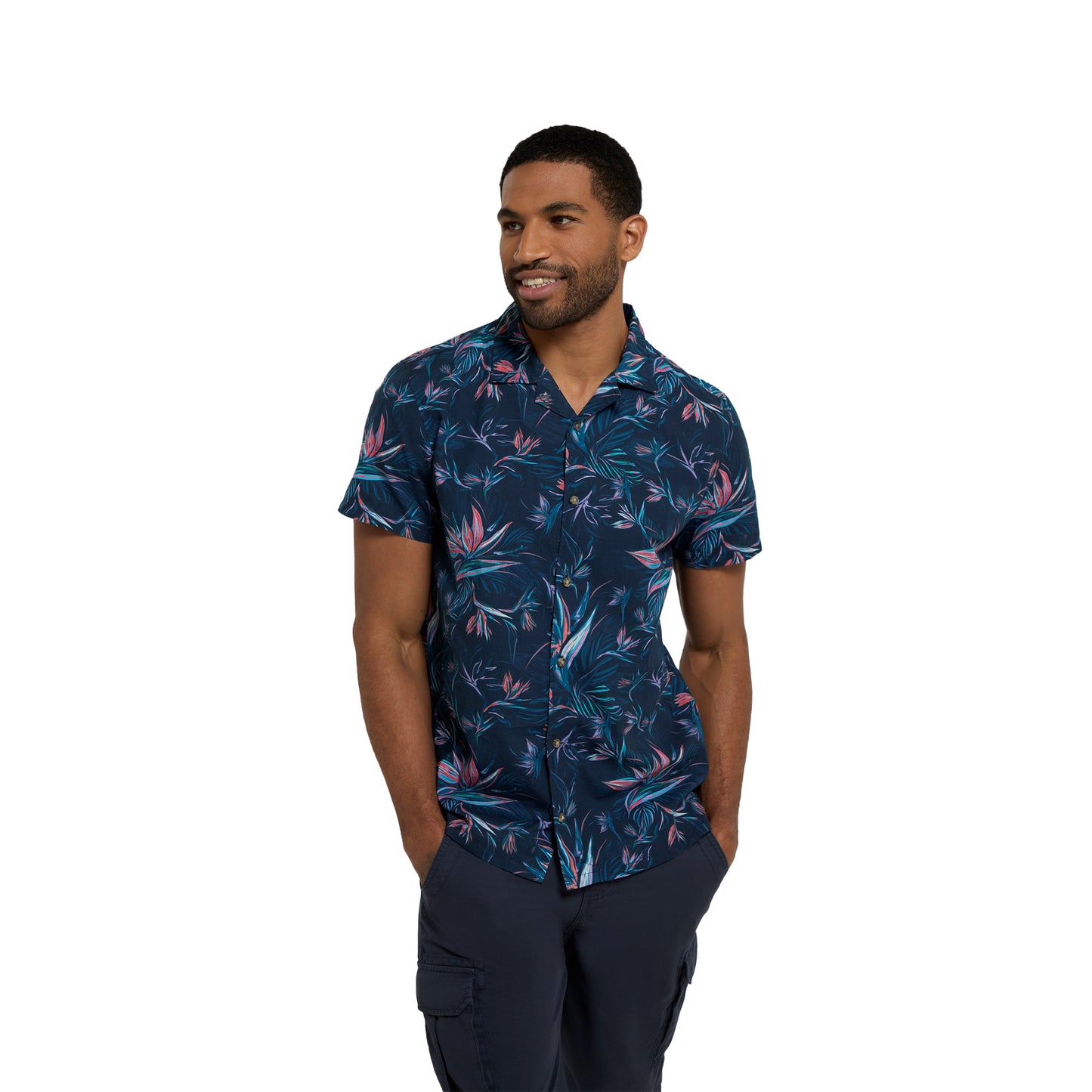 Pink - Front - Animal Mens Will Floral Organic Cotton Shirt