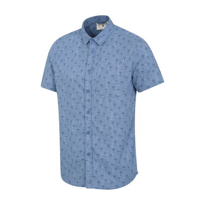 Blue - Side - Mountain Warehouse Mens Preston Illustration Palm Tree Shirt
