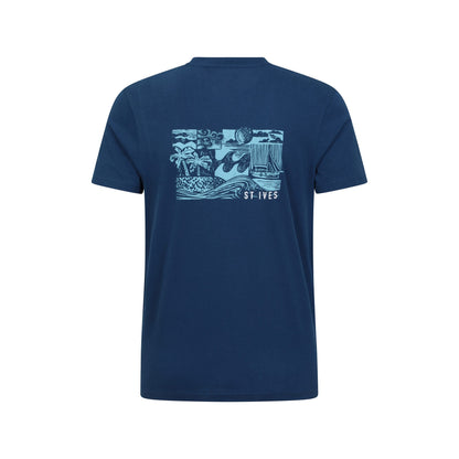 Navy - Back - Mountain Warehouse Mens St Ives Printed Organic T-Shirt