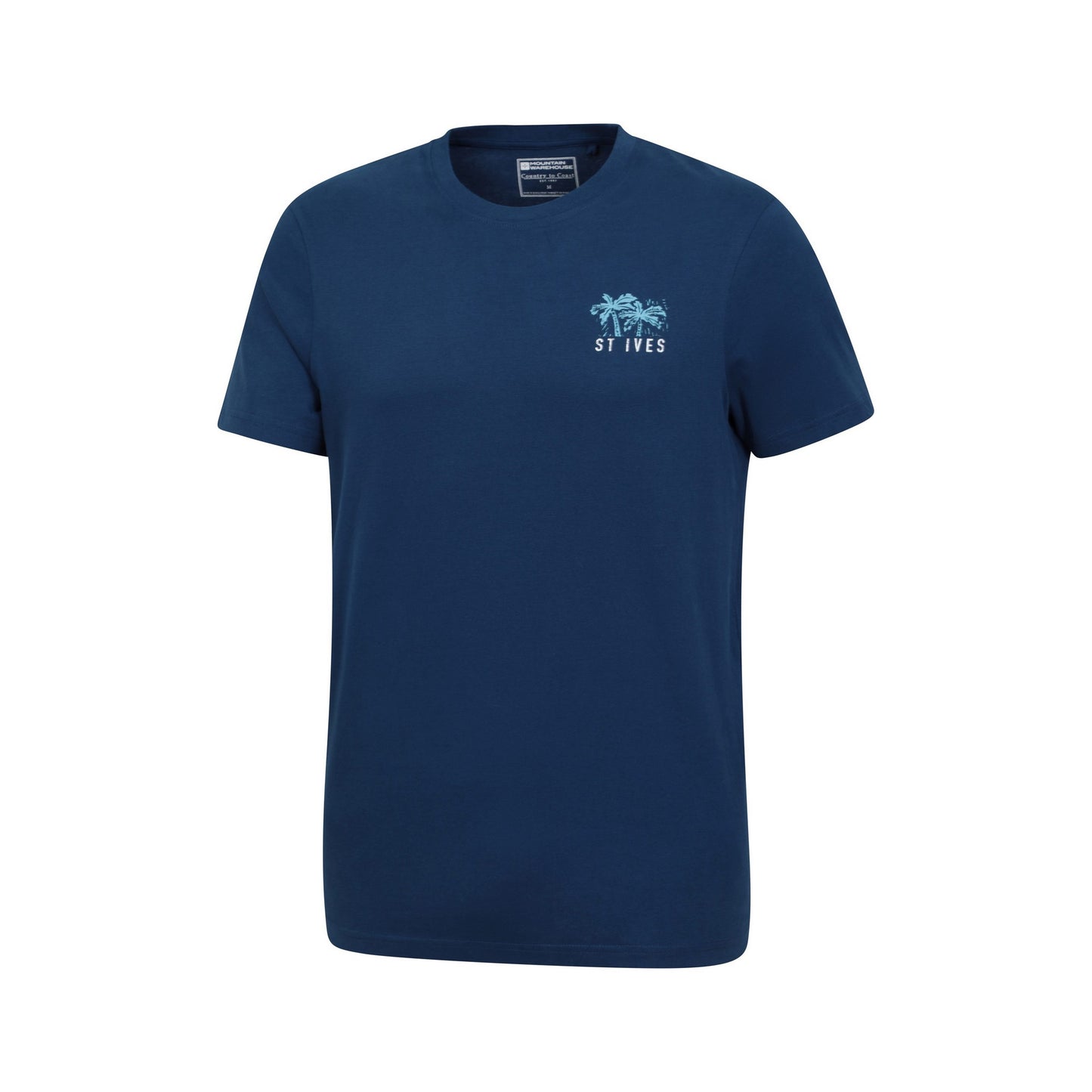 Navy - Side - Mountain Warehouse Mens St Ives Printed Organic T-Shirt