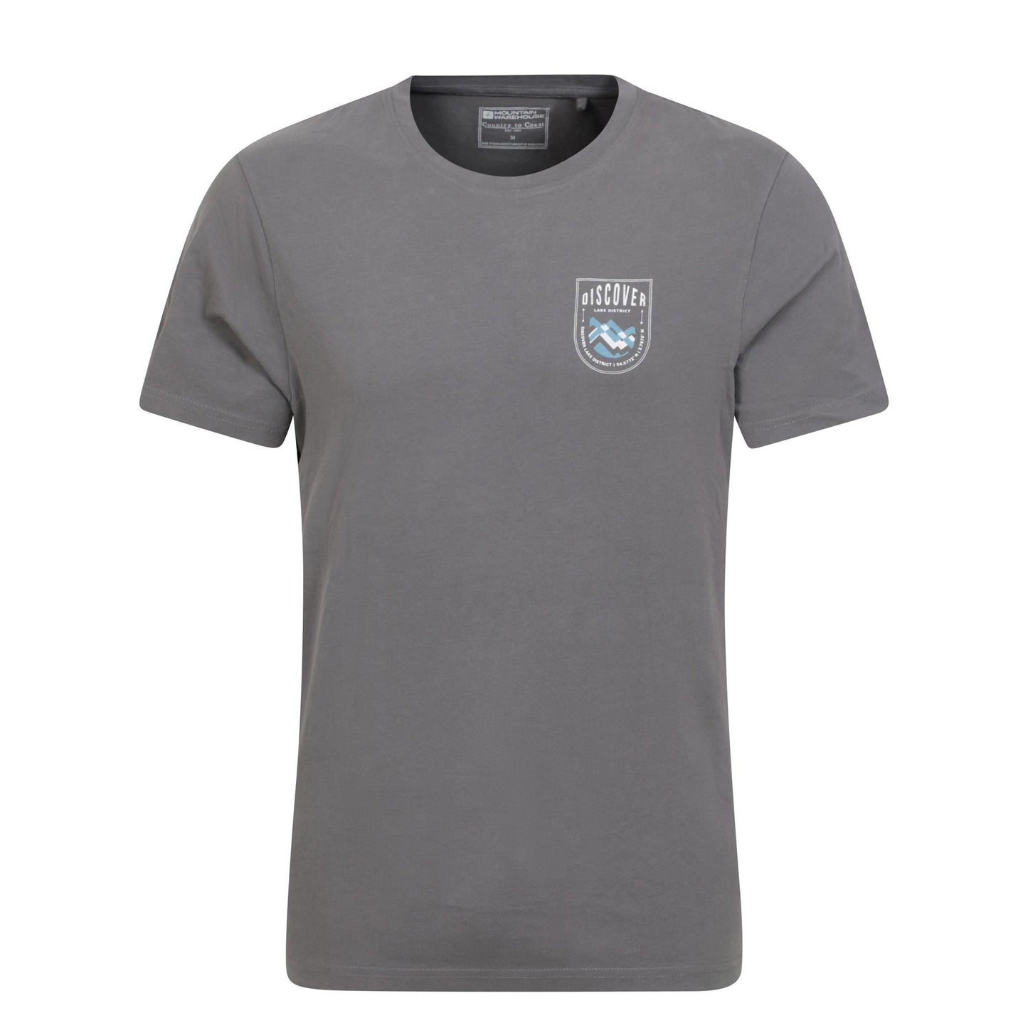 Dark Grey - Front - Mountain Warehouse Mens Discover Lake District Cotton T-Shirt