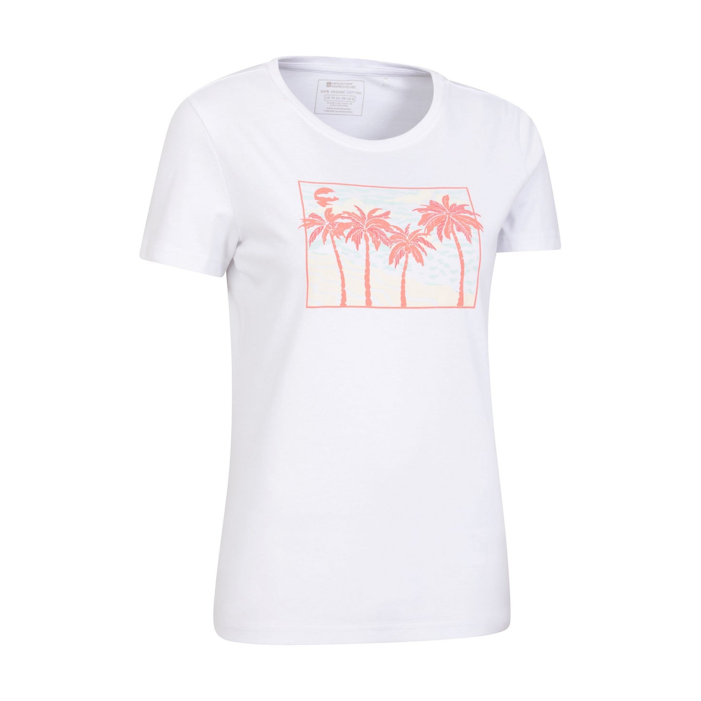 White - Side - Mountain Warehouse Womens-Ladies Postcard Palm Organic T-Shirt