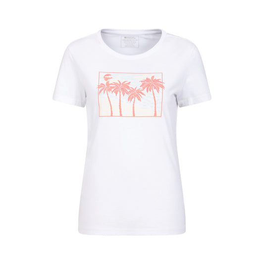 White - Front - Mountain Warehouse Womens-Ladies Postcard Palm Organic T-Shirt