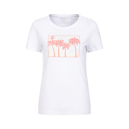 White - Front - Mountain Warehouse Womens-Ladies Postcard Palm Organic T-Shirt