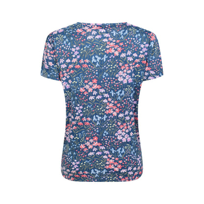 Navy - Back - Mountain Warehouse Womens-Ladies Devon Floral Keyhole T-Shirt