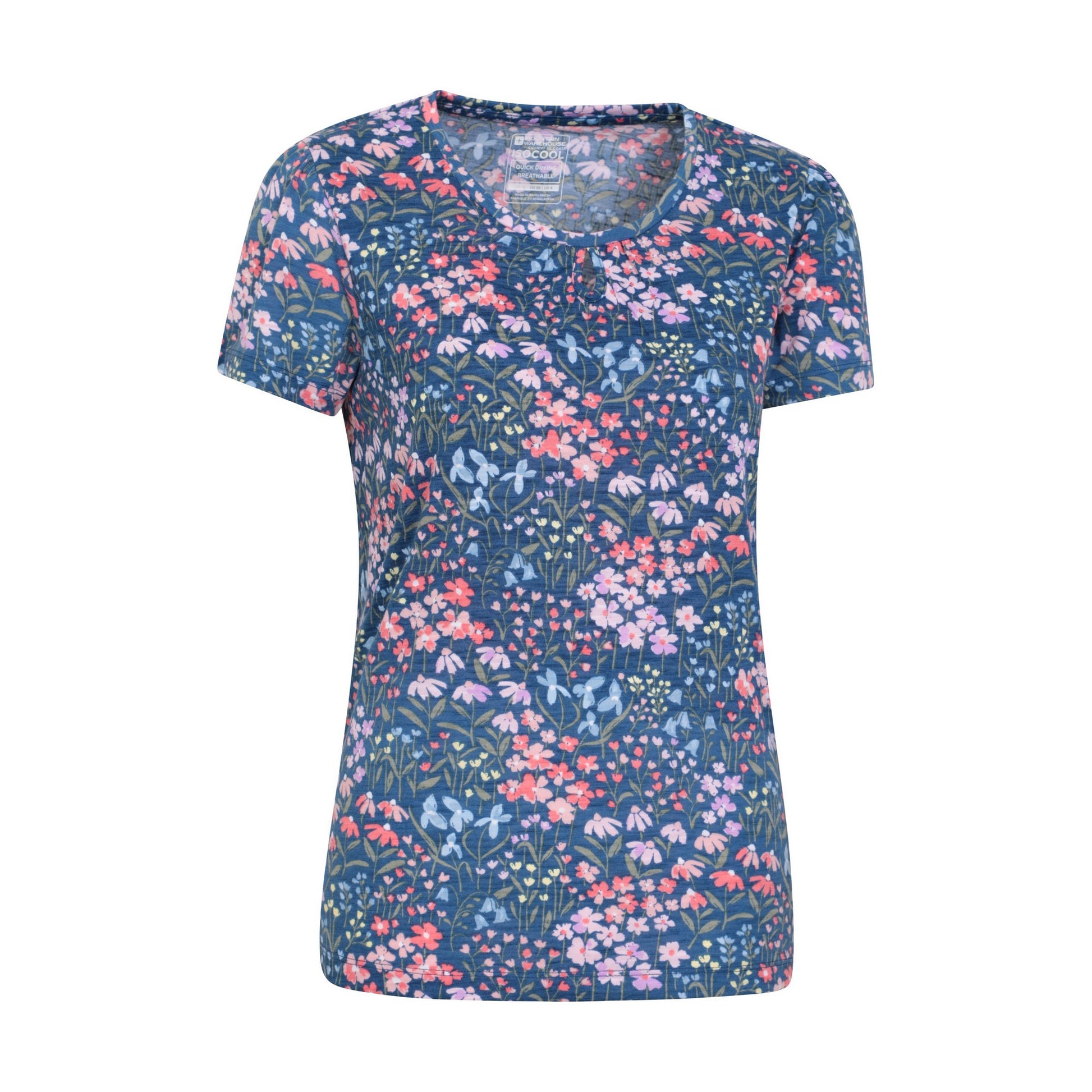 Navy - Lifestyle - Mountain Warehouse Womens-Ladies Devon Floral Keyhole T-Shirt