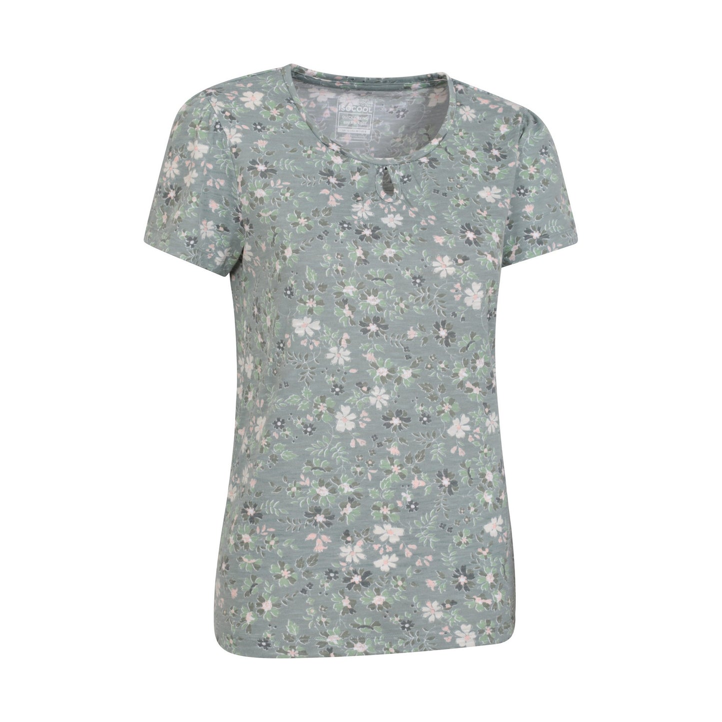 Pale Green - Lifestyle - Mountain Warehouse Womens-Ladies Devon Flowers Keyhole T-Shirt