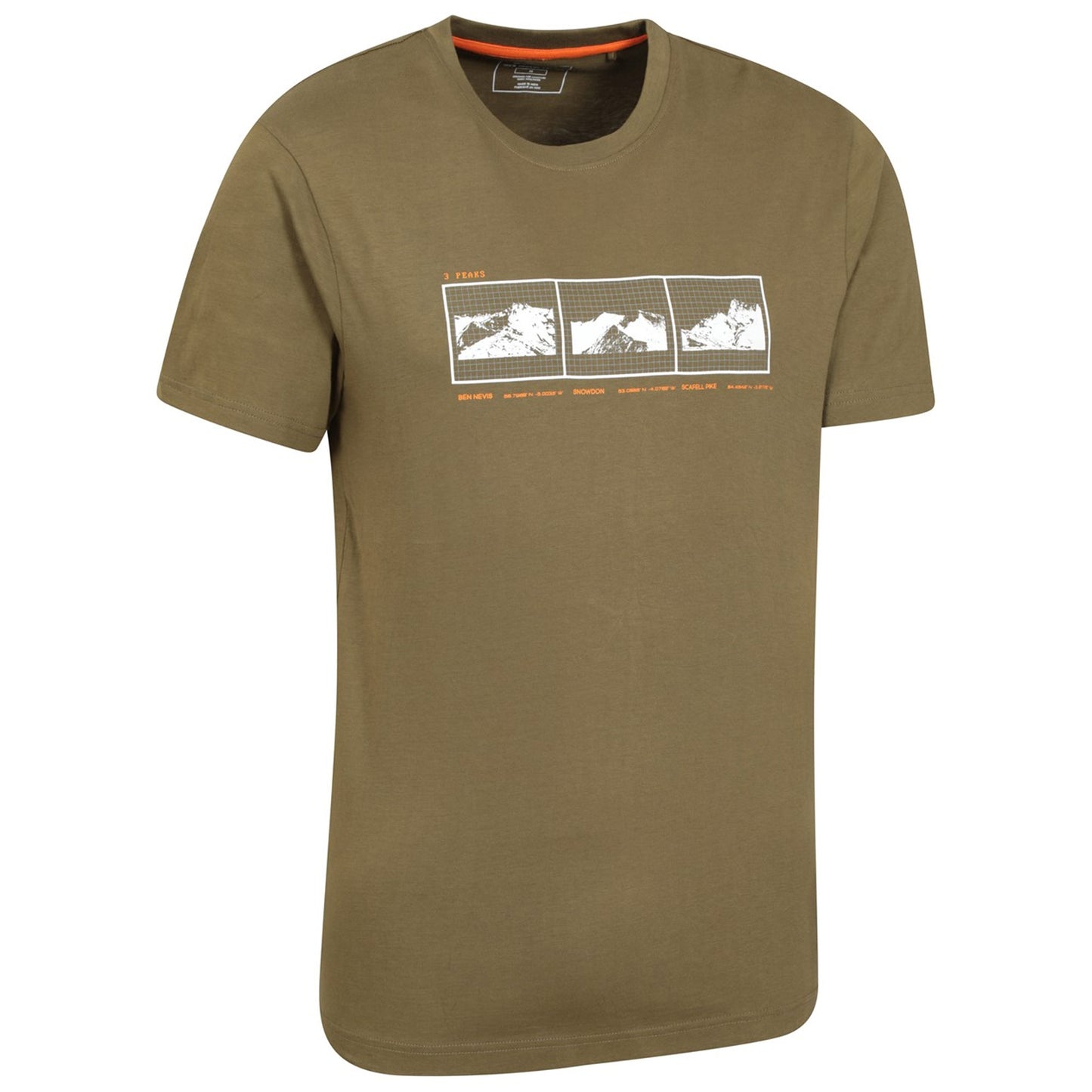 Green - Side - Mountain Warehouse Mens 3 Peaks Organic Cotton T-Shirt