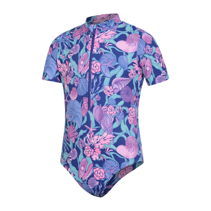 Purple - Side - Mountain Warehouse Girls Mira Printed Rash Suit