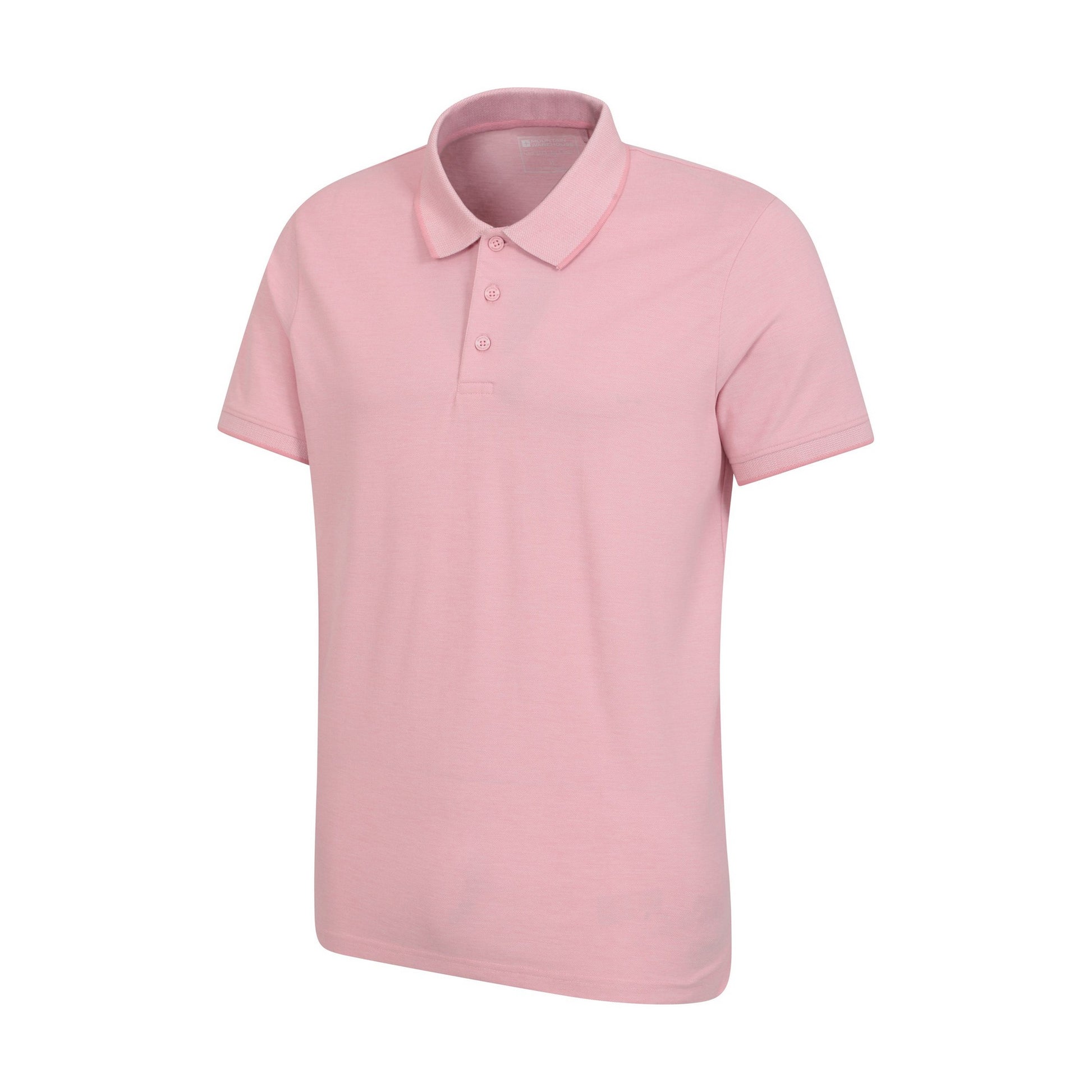 Pink - Side - Mountain Warehouse Mens Clyde Birdseye Pique Polo Shirt