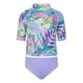 Green-Purple - Front - Mountain Warehouse Childrens-Kids Rash Guard Set