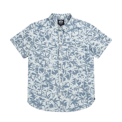 Pale Blue - Front - Animal Mens Jamie Hibiscus Organic Cotton Shirt