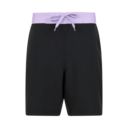 Black - Front - Mountain Warehouse Womens-Ladies Quick Dry Long Length Boardshorts
