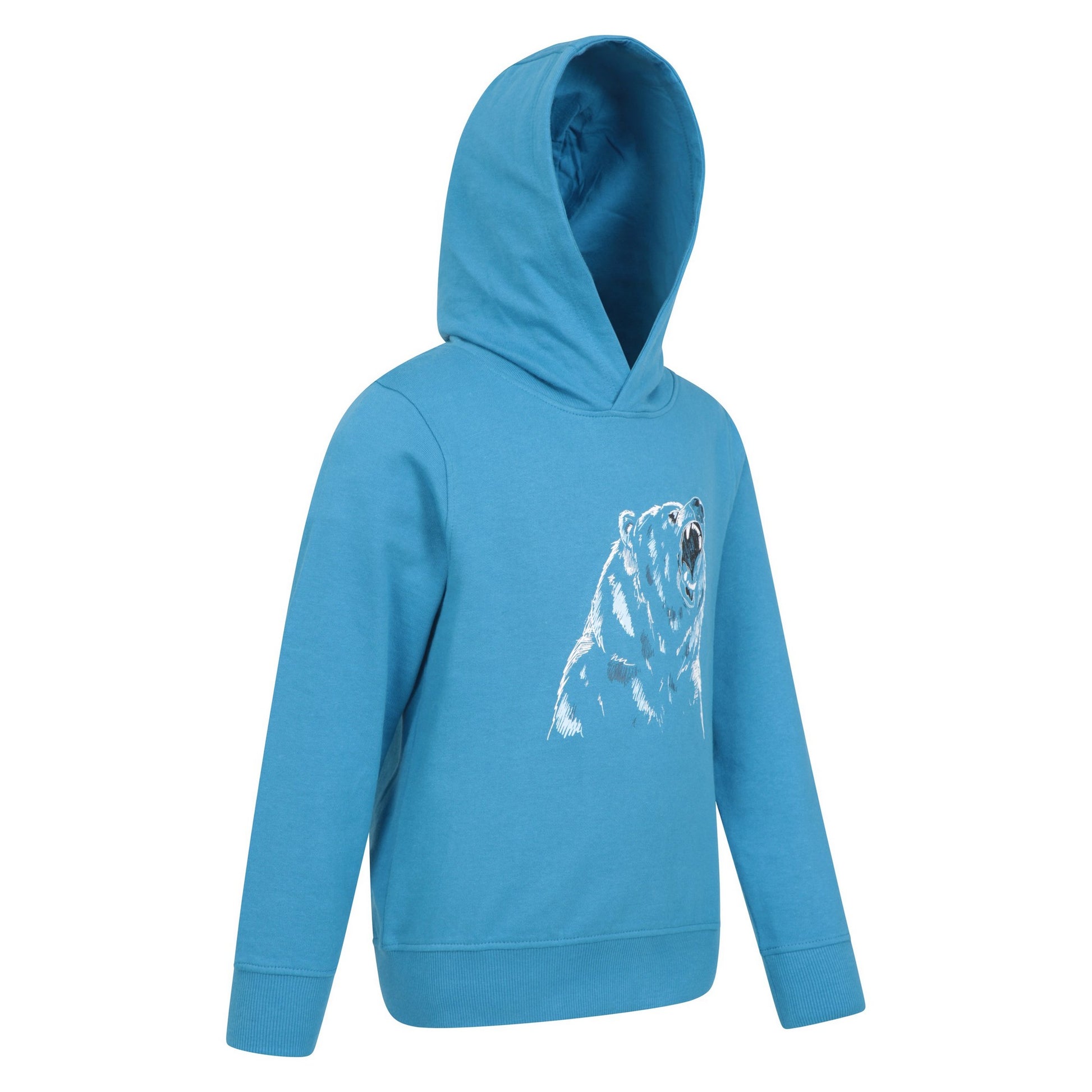 Bright Blue - Side - Mountain Warehouse Childrens-Kids Polar Bear Organic Hoodie