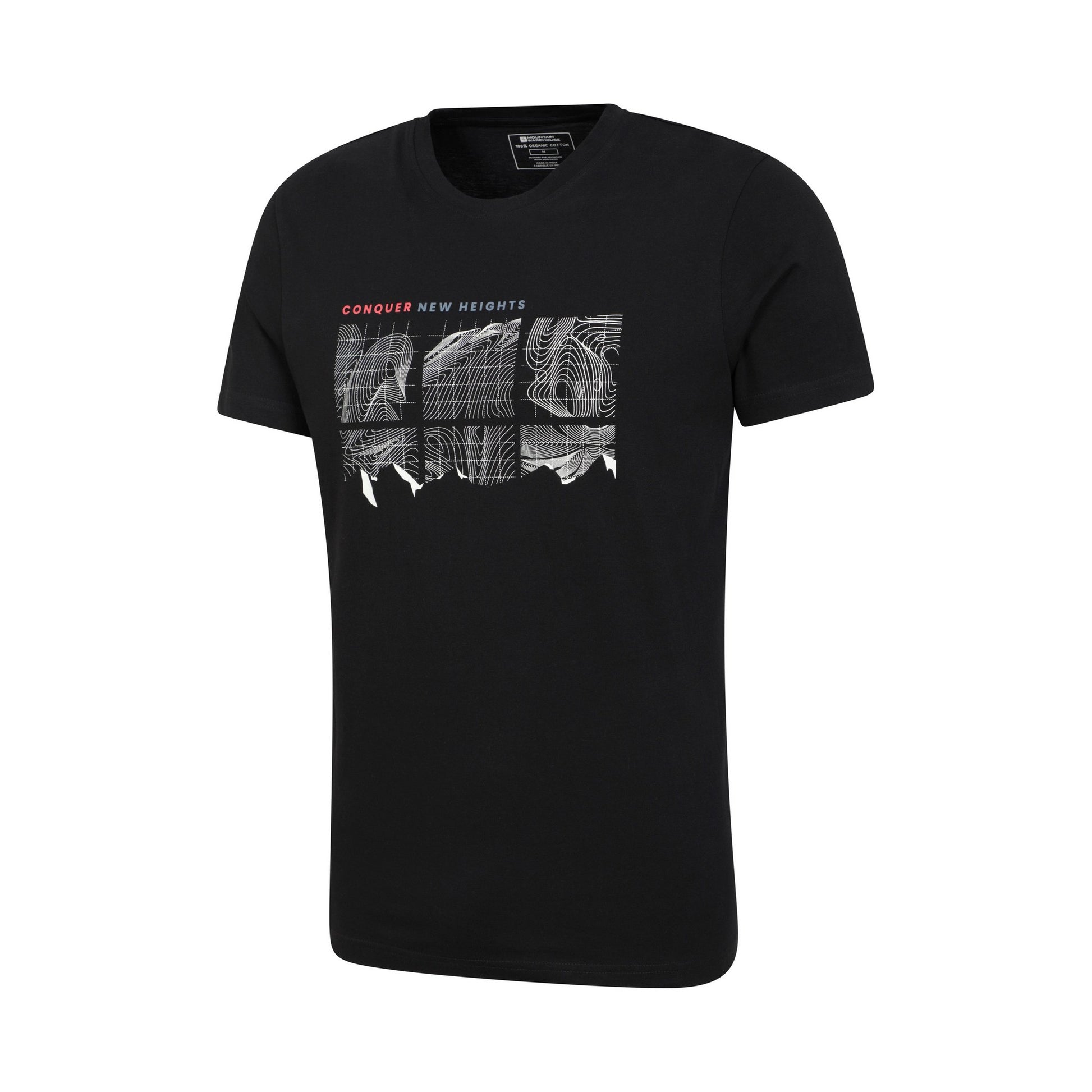 Jet Black - Side - Mountain Warehouse Mens Conquer New Heights Organic Cotton T-Shirt