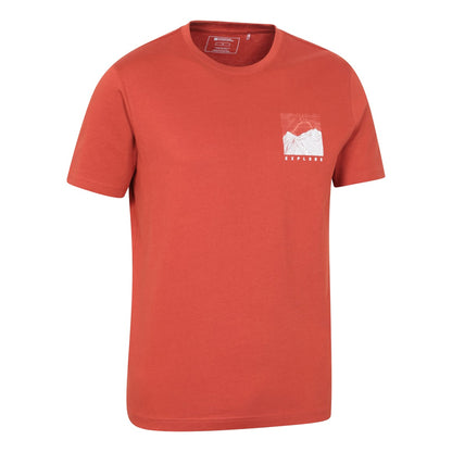 Rust - Side - Mountain Warehouse Mens Conquer New Heights Organic Cotton T-Shirt