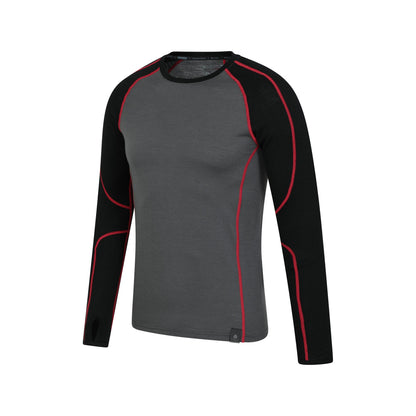 Black - Side - Mountain Warehouse Mens Asgard Merino Wool Round Neck Base Layer Top