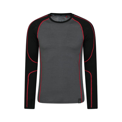 Black - Front - Mountain Warehouse Mens Asgard Merino Wool Round Neck Base Layer Top
