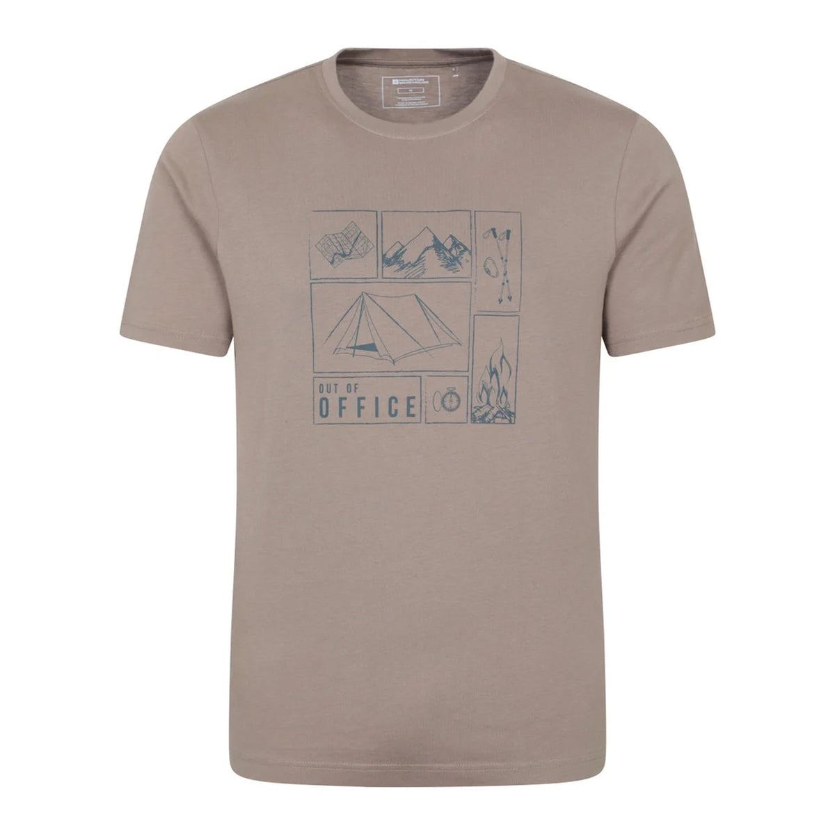Brown - Front - Mountain Warehouse Mens Camping Sketch Organic T-Shirt