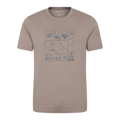 Brown - Front - Mountain Warehouse Mens Camping Sketch Organic T-Shirt