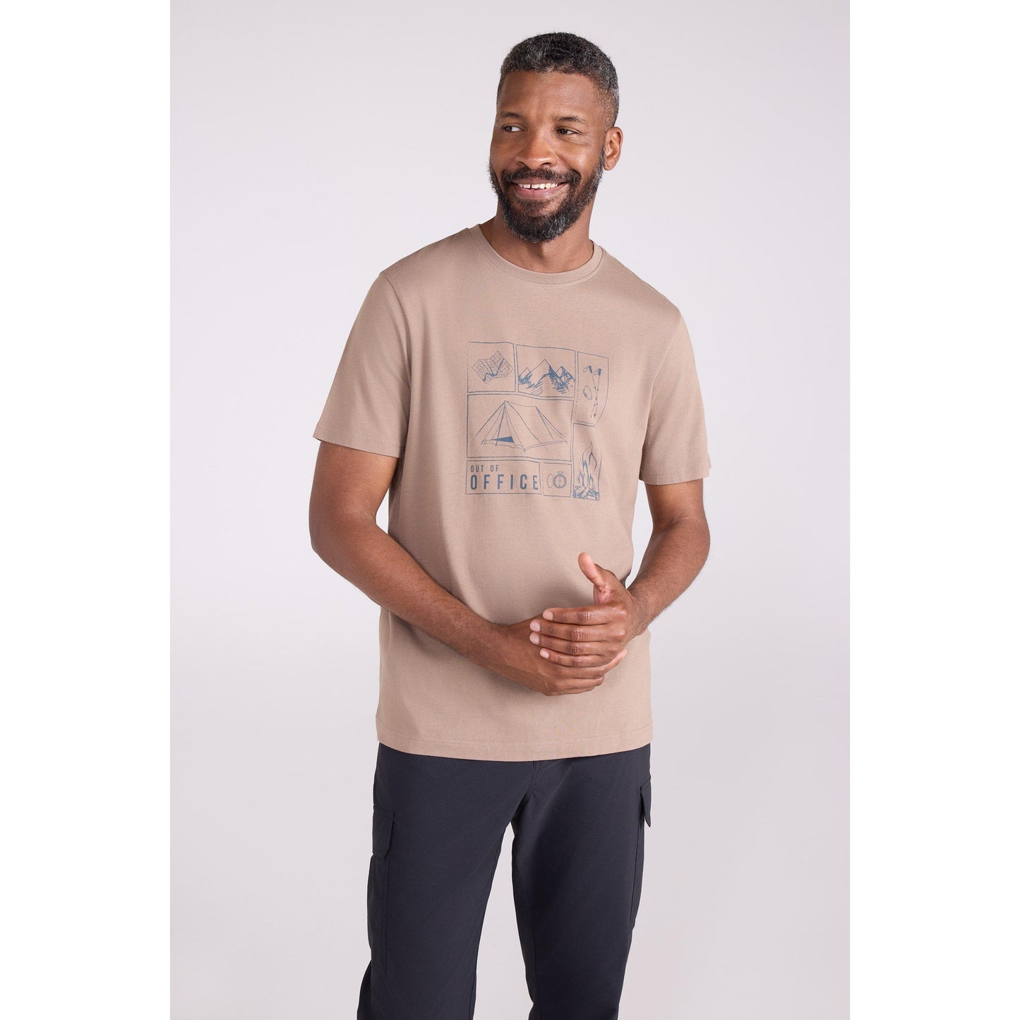 Brown - Front - Mountain Warehouse Mens Camping Sketch Organic T-Shirt