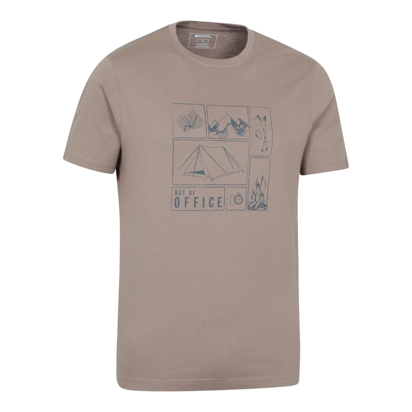Brown - Side - Mountain Warehouse Mens Camping Sketch Organic T-Shirt