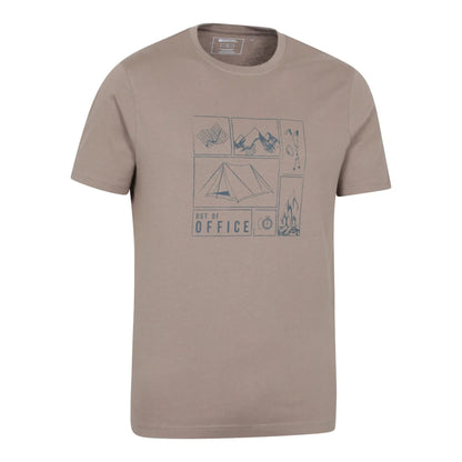 Brown - Side - Mountain Warehouse Mens Camping Sketch Organic T-Shirt