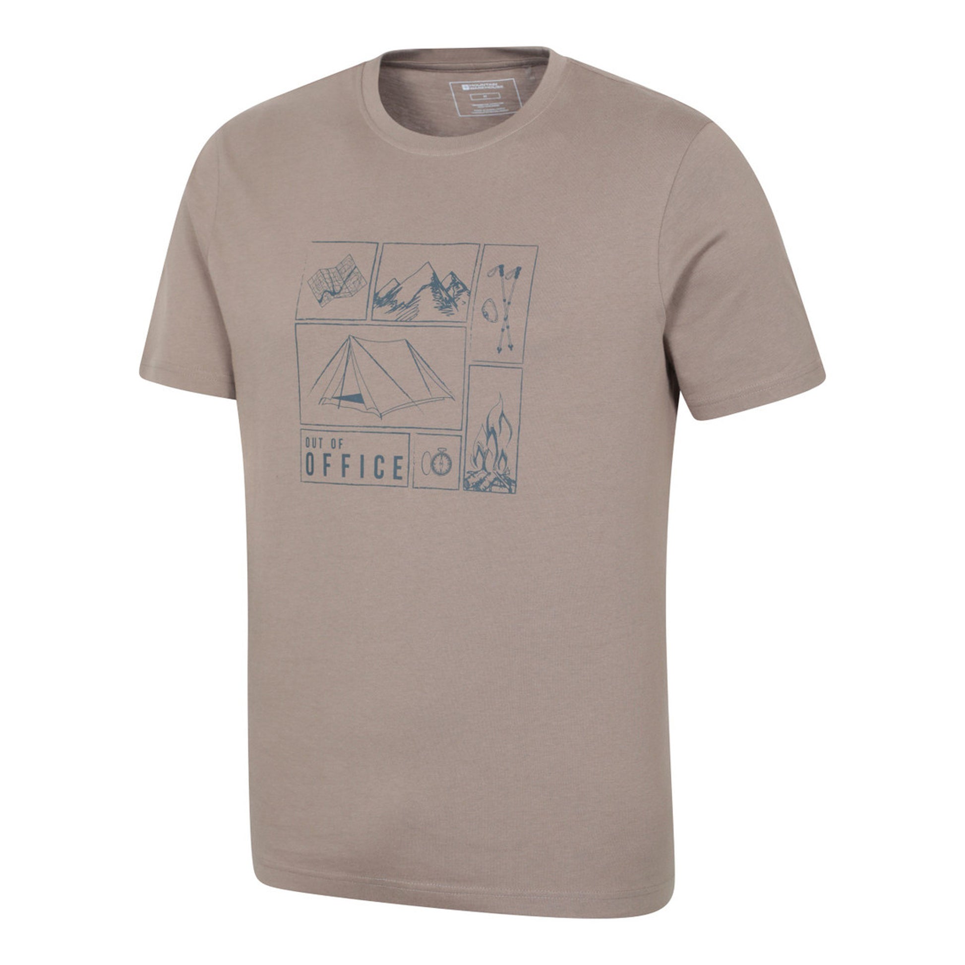 Brown - Lifestyle - Mountain Warehouse Mens Camping Sketch Organic T-Shirt