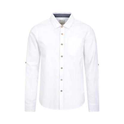 White - Front - Mountain Warehouse Mens Coconut Textured Long-Sleeved Shirt