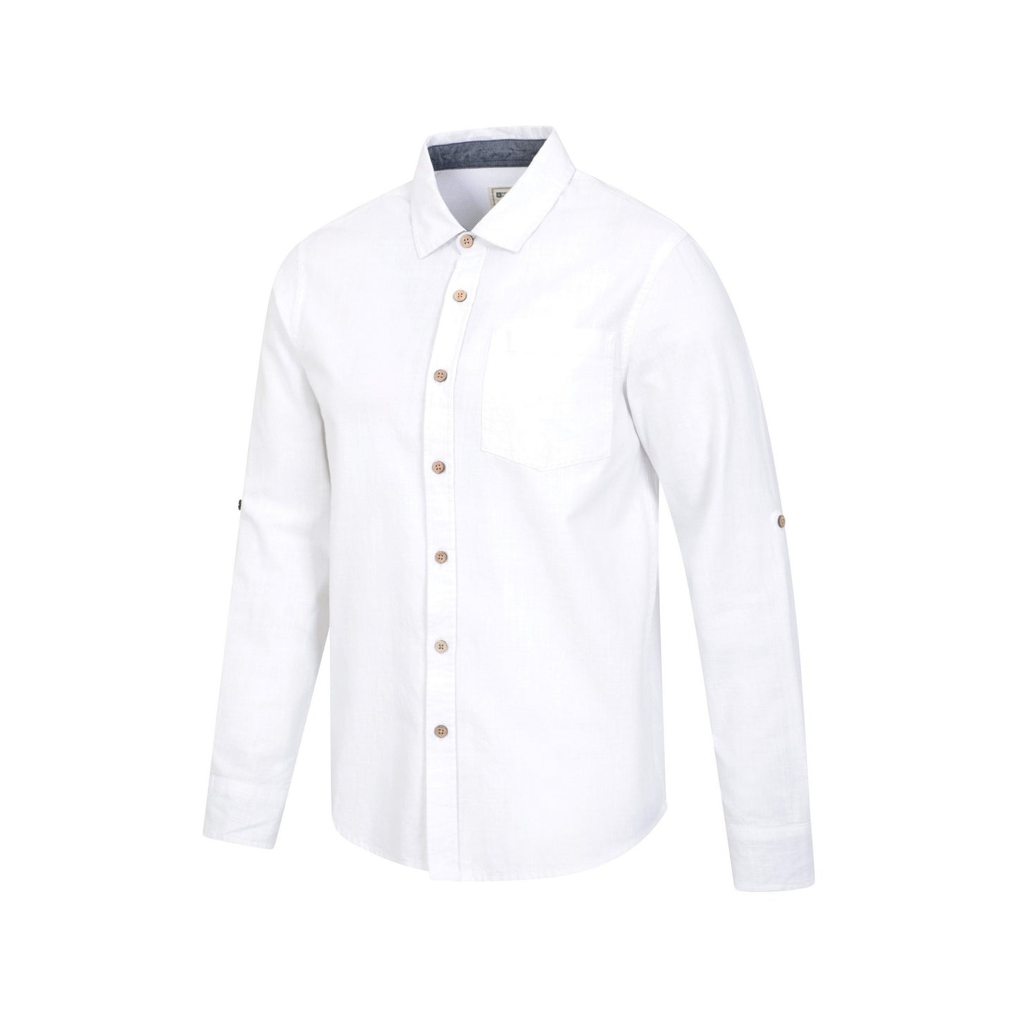 White - Side - Mountain Warehouse Mens Coconut Textured Long-Sleeved Shirt