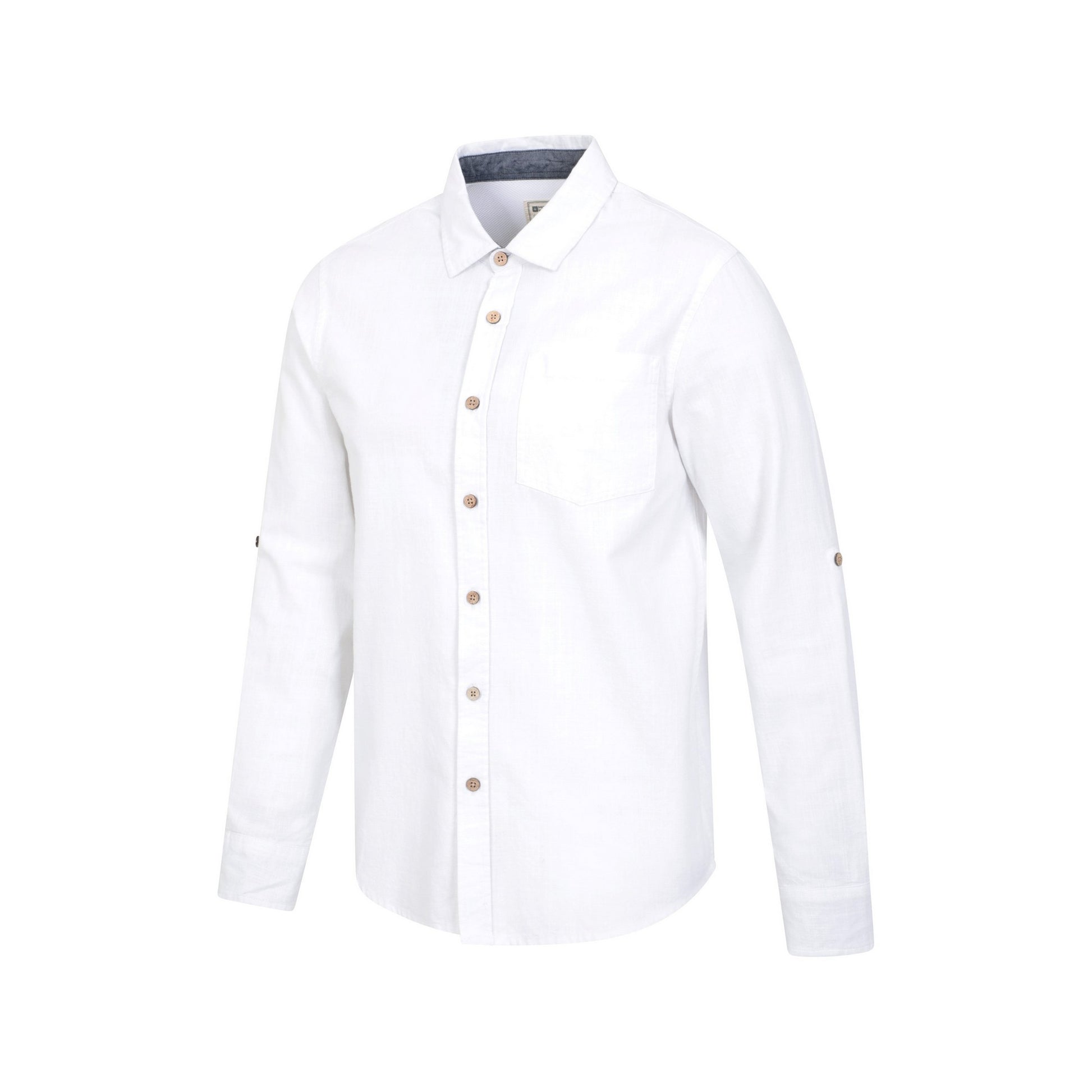 White - Side - Mountain Warehouse Mens Coconut Textured Long-Sleeved Shirt