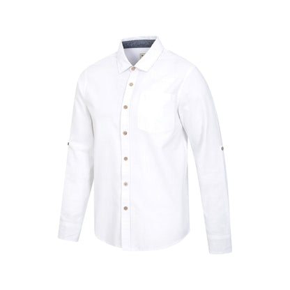 White - Side - Mountain Warehouse Mens Coconut Textured Long-Sleeved Shirt