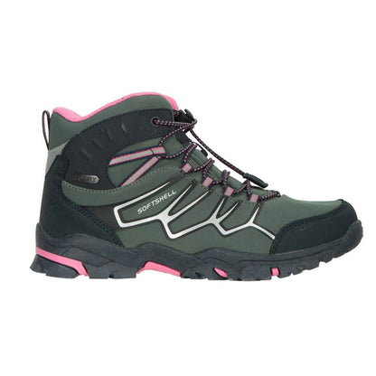 Dark Khaki - Lifestyle - Mountain Warehouse Childrens-Kids Softshell Waterproof Walking Boots