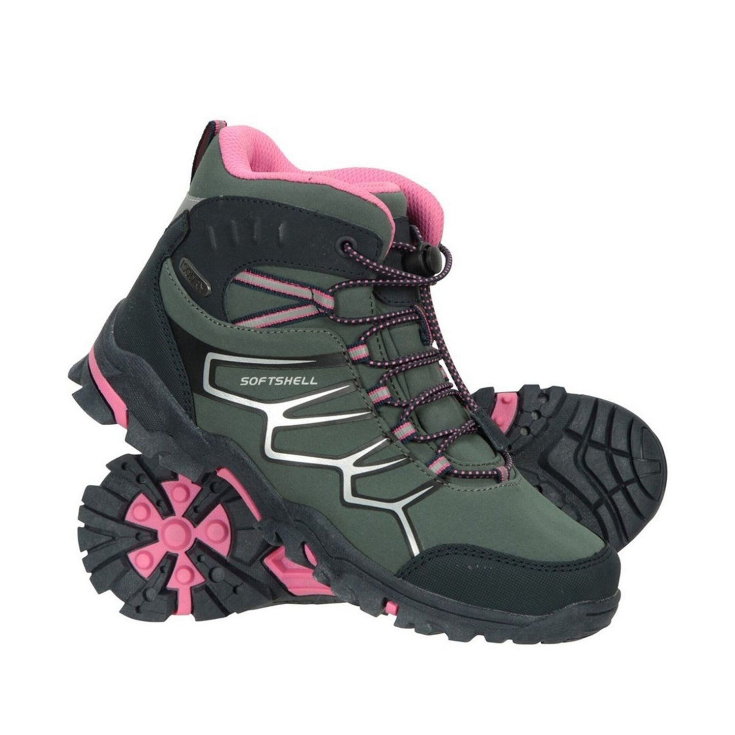 Dark Khaki - Close up - Mountain Warehouse Childrens-Kids Softshell Waterproof Walking Boots