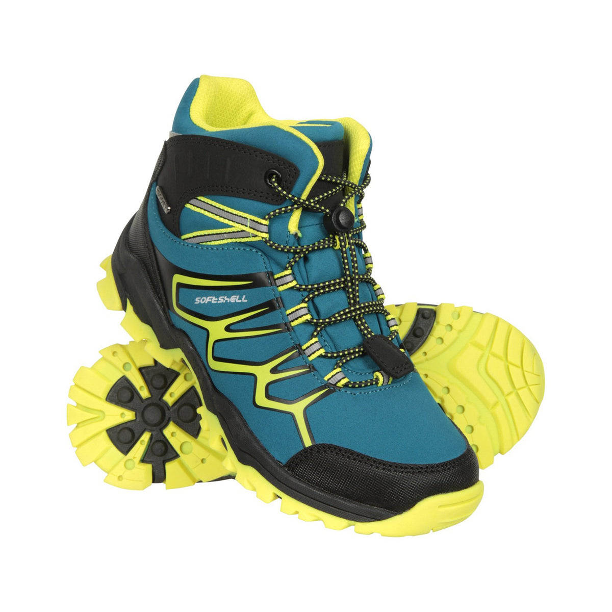 Light Teal - Front - Mountain Warehouse Childrens-Kids Softshell Waterproof Walking Boots