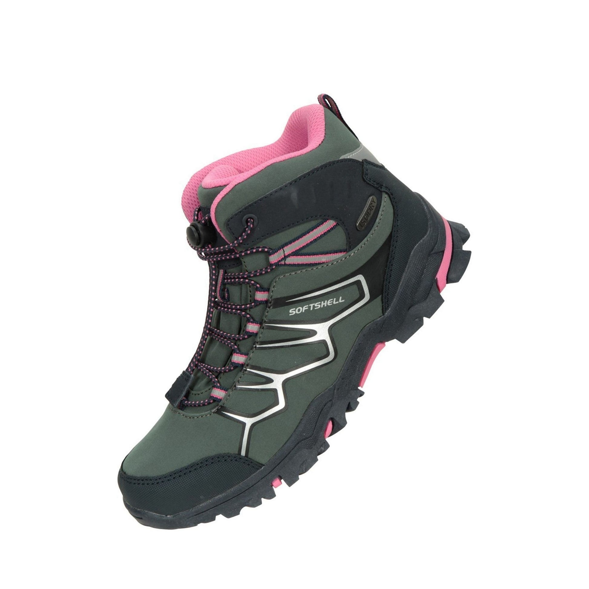 Dark Khaki - Front - Mountain Warehouse Childrens-Kids Softshell Waterproof Walking Boots
