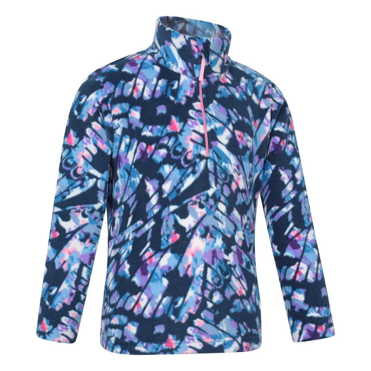 Pale Blue - Side - Mountain Warehouse Childrens-Kids Endeavour Abstract Half Zip Fleece Top