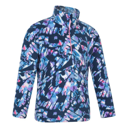 Pale Blue - Side - Mountain Warehouse Childrens-Kids Endeavour Abstract Half Zip Fleece Top