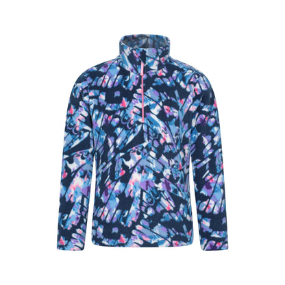 Pale Blue - Front - Mountain Warehouse Childrens-Kids Endeavour Abstract Half Zip Fleece Top