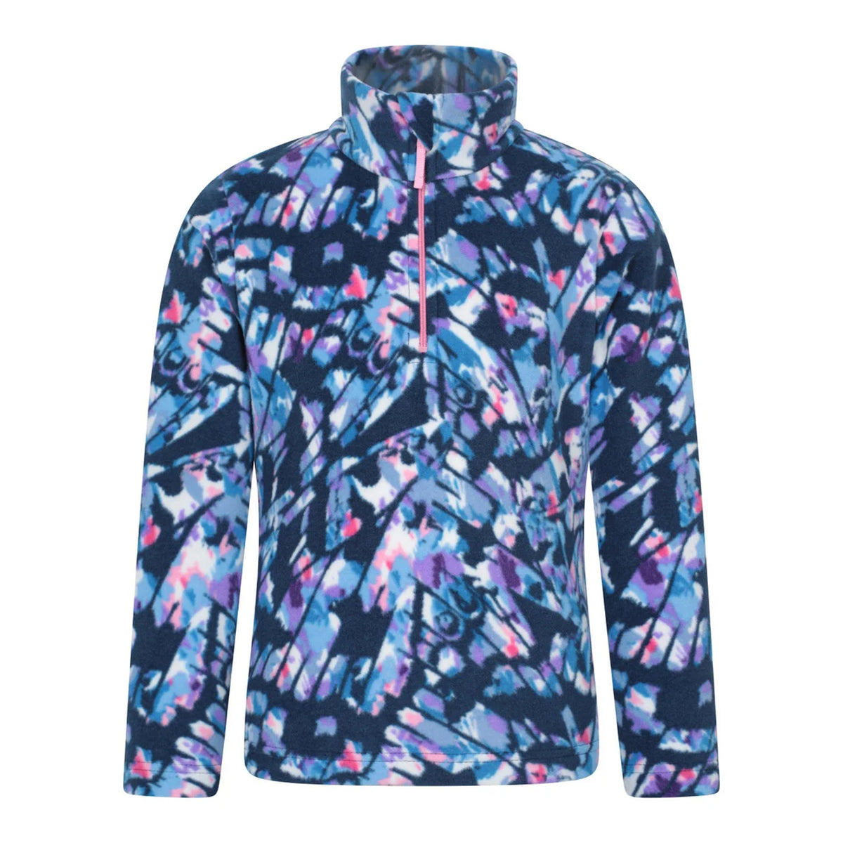 Pale Blue - Front - Mountain Warehouse Childrens-Kids Endeavour Abstract Half Zip Fleece Top