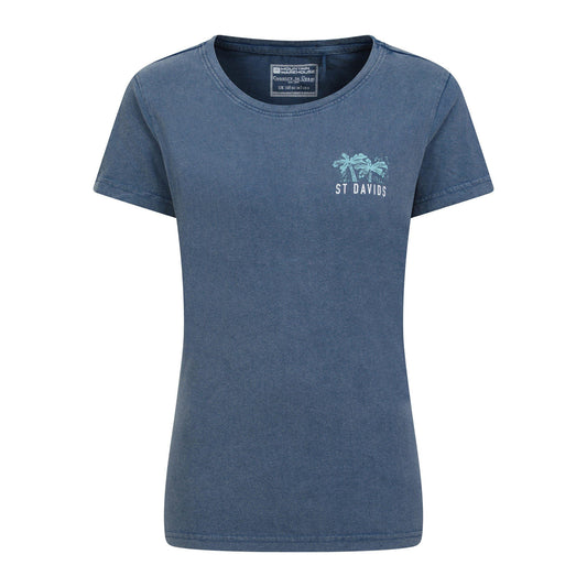 Blue - Front - Mountain Warehouse Womens-Ladies St Davids Printed Organic T-Shirt