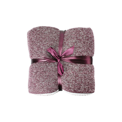 Burgundy - Side - Mountain Warehouse Double Fleece Melange Blanket