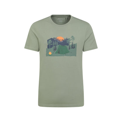 Green - Front - Mountain Warehouse Mens Camping Organic T-Shirt