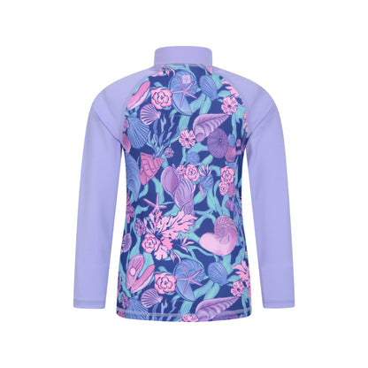 Light Purple - Back - Mountain Warehouse Childrens-Kids Sealife Long-Sleeved Rash Guard