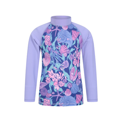 Light Purple - Front - Mountain Warehouse Childrens-Kids Sealife Long-Sleeved Rash Guard